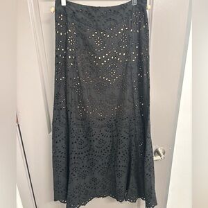 Natalie Martin Black Eyelet Maxi Skirt